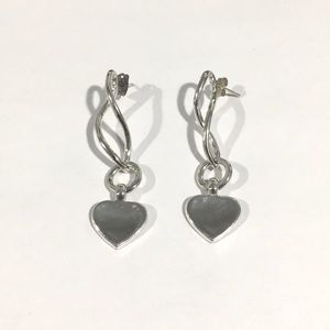 Sterling Silver Dangling Heart ❤️ Earrings